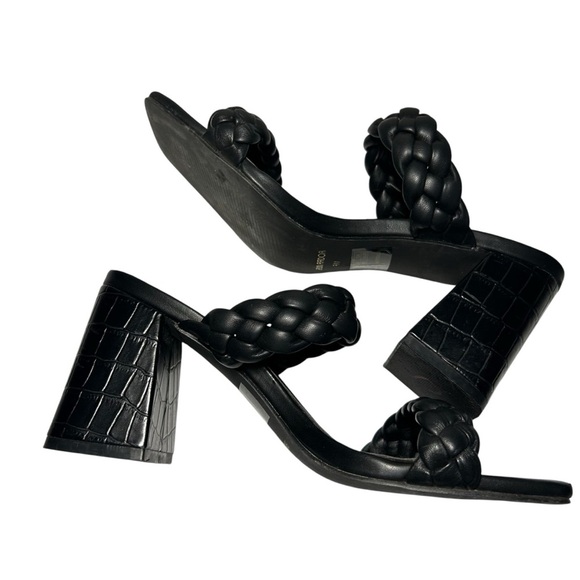 Jenn Ardor Womens Black Braided Chunky Heeled Sandals Sz 8 - Picture 4 of 11